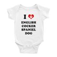 thumbnail image 1 of I Heart English Cocker Spaniel Dog Funny Baby Bodysuit, 1 of 5