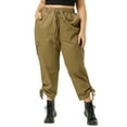 thumbnail image 5 of MODA NOVA Juniors Plus Size Drawstring Elastic Waist Stacked Cargo Pants, 5 of 6