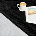 thumbnail image 5 of PAVILIA Reversible Sherpa Fleece Throw Blanket Black, Plush Flannel Throw, Ultra Soft Warm Ribbed Microfiber Blanket for Sofa Couch Bed, Luxury Thick Striped Blanket, Black, 50x60, 5 of 7