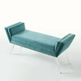 thumbnail image 2 of Inspired Home Turner Velvet Bench Nailhead Trim Acrylic Legs, Slate Blue, 2 of 8