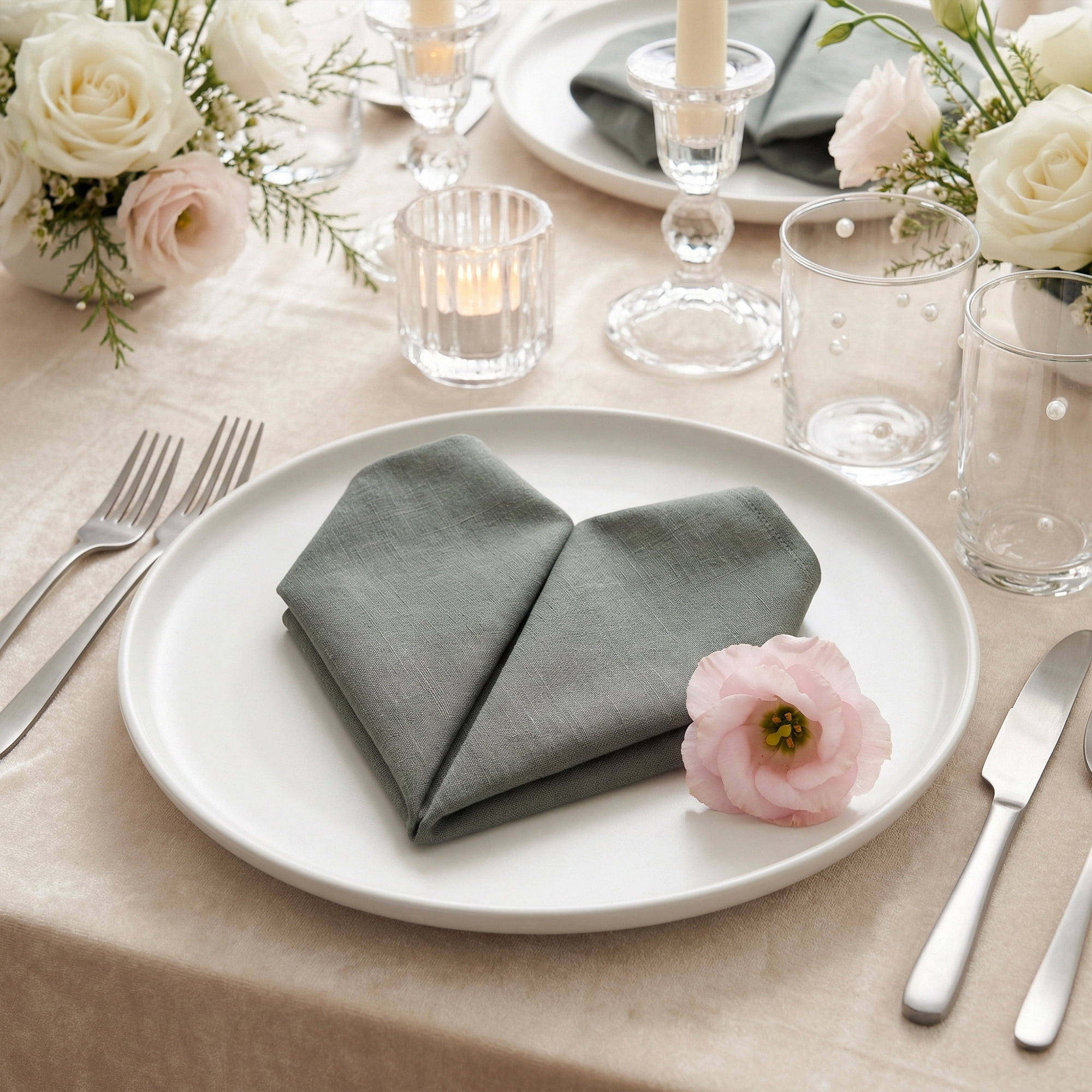 Unique Bargains 6Pcs Cotton Washable Cloth Napkins Dark Green 16x16inch