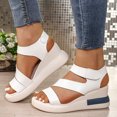thumbnail image 2 of Pandaie Womens Waterproof Platform Sandals Strappy Open Toe Wedges Walking Summers Shoes Comfortable Slip on 2.95 Inch High Heels White 7, 2 of 7