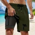 thumbnail image 2 of ibiyuan Mens Swim Trunks with Breathable Mesh Lining Quick-Dry Bathing Suit Drawstring Bathing Shorts Pockets Comfortable Hawaiian Print Beach Swimwear,Dark Green-H, 2 of 4