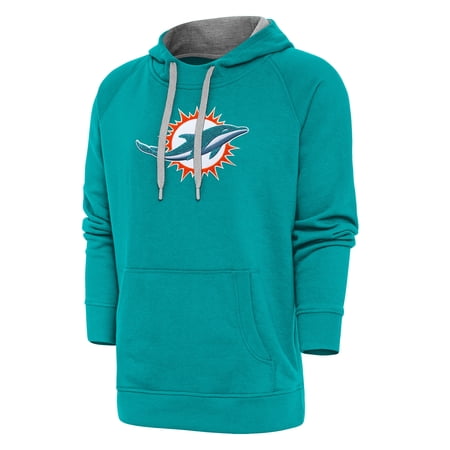 Men s Antigua Aqua Miami Dolphins Victory Chenille Pullover Hoodie