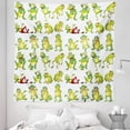 thumbnail image 1 of Cartoon Tapestry, Frogs in Different Positions Funny Happy Expressions Faces Toads, Fabric Wall Hanging Decor for Bedroom Living Room Dorm, 5 Sizes, Green Yellow Red, by Ambesonne, 1 of 1