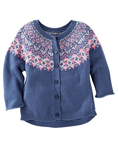 Toddler Girls Carters Fair Isle Cardiga Sweater Navy Blue Size 2T