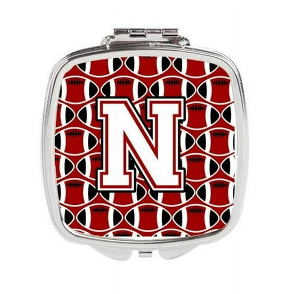 Letter N Football Cardinal & White Compact Mirror