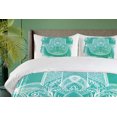 thumbnail image 4 of Ambesonne Hamsa Duvet Cover Set, Grungy Floral Ethnic Motif, 2-Calking, Turquoise and White, 4 of 6