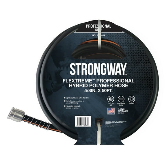 Strongway Flextreme Professional Water Hose, 5/8in. x 50ft., 220 PSI