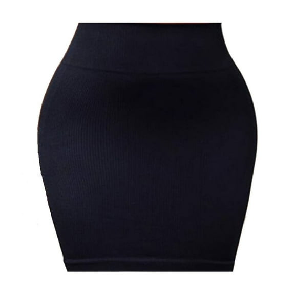 HJYCHN Women's Fashion Stretch Slim Fit Solid Color Bodycon Mini Skirt for Casual and Work Wear Black XXXXL