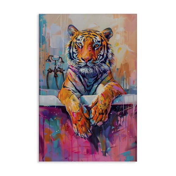 Stupell Industries Eclectic Bathing Tiger in Bright Tub Canvas Art, 16 x 24, by LSR Design Studio