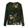 thumbnail image 4 of Pompotops Femmes Dames Col Rond Hauts Amples Décontractés T-Shirts Imprimés Blouse à Manches Longues en Solde, 4 of 5