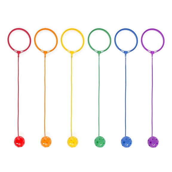 Champion Sports Active Play, Cardio Play Skip Ball, Swing Ball Set, 5.5‑Inch Ankle Ring, 18‑Inch Cord, Pack of 6