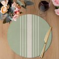 thumbnail image 3 of Sage Green Beige Striped Round 13 Inch Placemats Set of 6, Modern Farmhouse Retro Lines HeatResistant Non Slip Place Mats for Dining Table, Wipeable Braided Kitchen Table Mats for Housewarming, 3 of 9