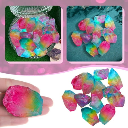 

Natural Rough Stone Electroplating Spray Paint Colorful Pendant Jewelry