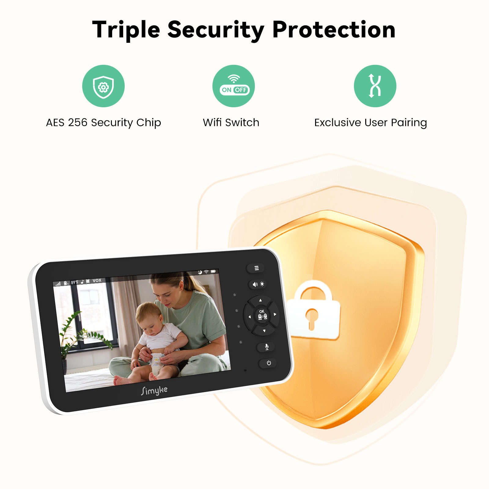 Simyke Video Baby Monitor 5" IPS Screen, 720p HD photo 8
