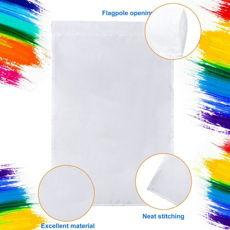 Elbourn 10Pcs 12x18Inch Double-Sided White Solid Sublimation Blank  Polyester Flags DIY for Garden and Yard Blank Canvas Banner for Vinyl and  Ink Sublimation Blanks 300D Polyester 
