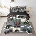 thumbnail image 3 of Feelyou Bear Animal Print Twin Bedding Sets 7-Piece, Blue Patchwork Buffalo Bedding Comforter Set, Rustic Farmhouse Reversible Sheet Sets, Microfiber Bedroom Decor, 3 of 8