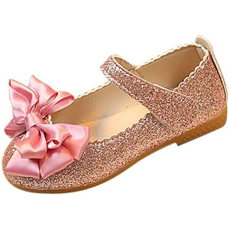

QWZNDZGR Slip On Ballet Flats Toddler Rhinestone Studded Slip On Ballet Flats Baby Mary Jane Flats with Bownot