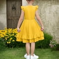 thumbnail image 4 of Kovlvoll Teen Girls Summer Dress Fashion Clothes Ruffle Short Sleeve Round Neck Solid Color Child Girl Dresses, 4 of 7