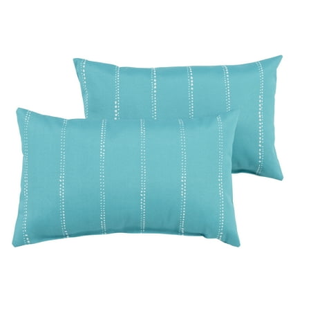 Haute Baby Dot Humble and Haute Caldwell Aqua Dotted Stripes Indoor/ Outdoor 13 x 20 inch Knife Edge Pillow Set ()
