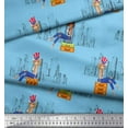 thumbnail image 2 of Soimoi Bleu Poly Georgette Tissu Femmes, Combinaison & Bulidings Architectural Tissu Imprimé 1 Yard 42 Pouces de Large, 2 of 3