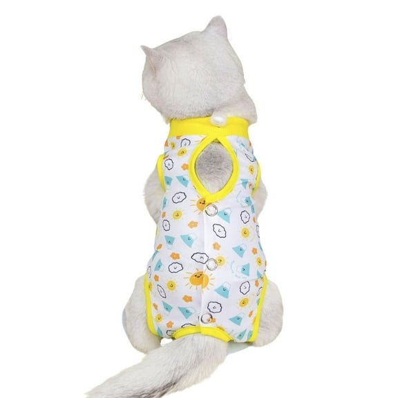 Harikaji Cat Professional Surgical Recovery Suit,E-Collar Alternative for Cats Dogs,After Surgery Wear, Pajama Suit,Home Indoor Pets Clothing Yellow M