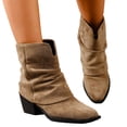 thumbnail image 5 of Willtoo Women Faux Suede Slouch Ankle Boots Pointed Toe Block Heel Short Booties Fall Winter Versatile Ruched Calf Fashion Walking Shoes for Date Street Office Outfits, 5 of 5