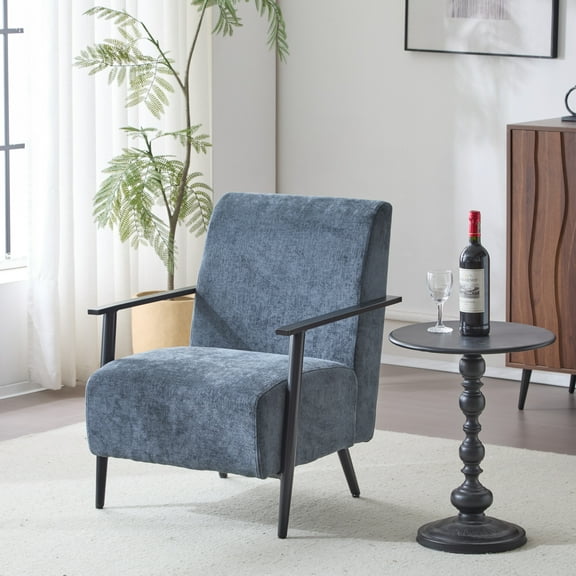 Briar Modern Blue Gray Upholstered Lounge Chair with Metal Frame