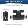 thumbnail image 2 of Uxcell 6mm (1/4") Push to Connect Fittings Ball Valve, 6 Pcs 0-60 Degree BUC Air Flow Control Valve Quick Straight Connectors Air Hose Fitting for Pneumatic System Pipeline, Black, 2 of 6