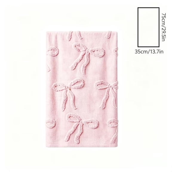 Naittoop Pink Bow Hand Towels for Bathroom Hand Towels 100% Cotton Absorbent Decorative Jacquard Weave Bath Decor Preppy Bathroom Decor Gift, 13.7 x 29.5 Inch