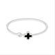 thumbnail image 2 of Pulsera de trébol de flores, pulsera de cristal coreano, joyería para mujer, reloj a juego, regalo, negro + plateado, 2 of 2