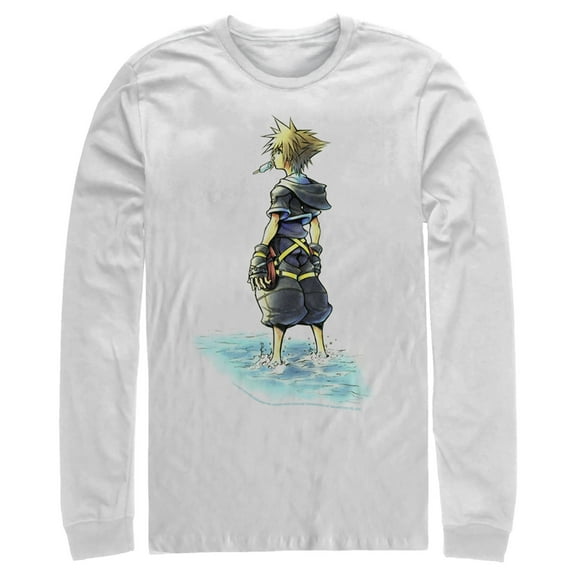 Men's Kingdom Hearts 1 Beach Sora Long Sleeve Shirt White Small