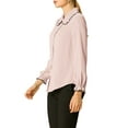 thumbnail image 5 of MODA NOVA Junior's Sweet Ruffle Peter Pan Collar Button Up Shirt Pink L, 5 of 7