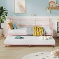 thumbnail image 4 of Twin Daybed with Trundle, Metal Day Bed, Sofa Bed Frame with Arched Headboard, Steel Slat Support, Sofa Day Bed for Living Room, Bedroom, Space Saving, 4 of 9