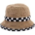 thumbnail image 5 of CoCopeaunts Mens Bucket Hat Winter Plush Warm Fashion Hundred Women Basin Cap Splicing Checkerboard Lattice Brim Fisherman Hats, 5 of 8