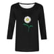 thumbnail image 3 of Camisetas Casuales de las Mujeres de Moda Impresa 3/4 Mangas Blusa Cuello Redondo para el Hogar Y Diario, 3 of 4