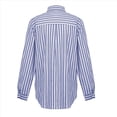 thumbnail image 4 of Camisas A Rayas con Botones para Mujer, Blusas Casuales de Larga con Cuello en V y Bolsillos Azul Real L, 4 of 6