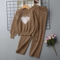 thumbnail image 6 of LvhaoGJOB Little Kids Girls Sweatshirt and Pants Outfit Set, Brown - teddy fleece, 6 of 6