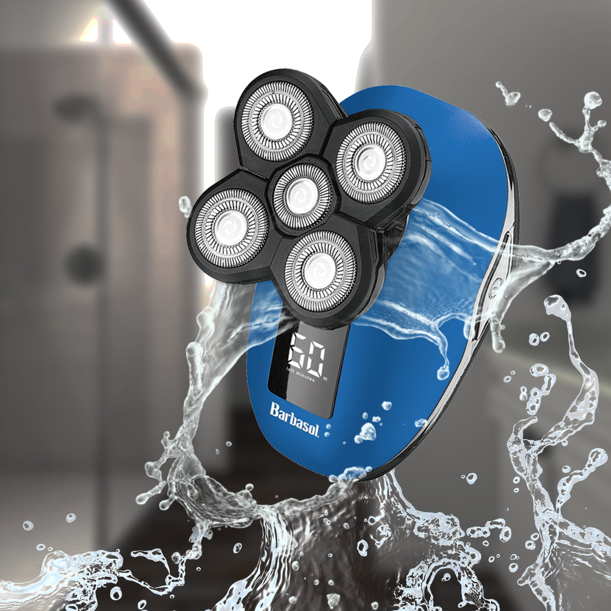 Barbasol Signature LCD 5 Electric Head Shaver for Men, Wet & Dry Use with Polishing Brush