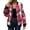Hot Pink, variant on Checkered Plaid Zip Up Jacket for Women, Ribbed Trim Long Sleeve, Casual Everyday Fall Outerwear with Pockets, 1 Piece, S-XXL, Plus Size Friendly