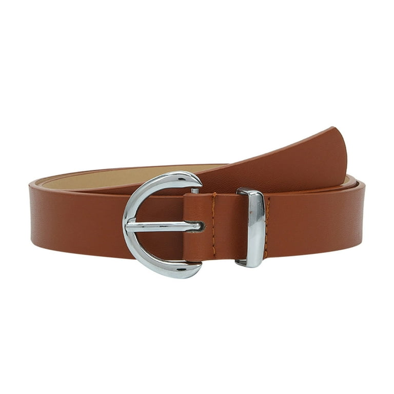 Clearance Sale! Womens Leather Belts for Jeans Dresses Fashion Gold Buckle  Ladies Belt Brown One Size - Walmart.com