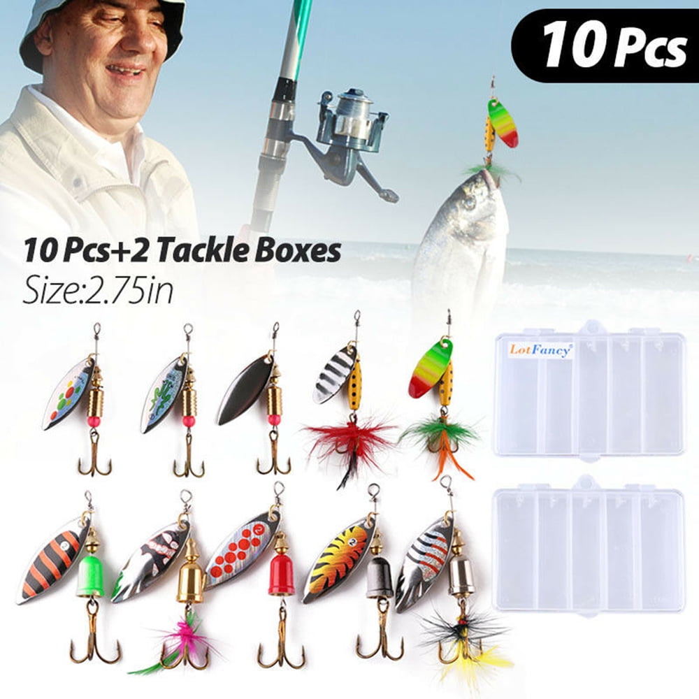 10Pcs WIth Tackle Box Colorful Hard Metal Baits Fishing Lure Kit Set With  Bass Trout Salmon Freshwater And Saltwater Fishing Lure 