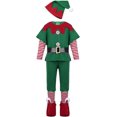 thumbnail image 4 of Disfraz de duende navideño para niños y niñas, disfraz de ayudante de Papá Noel, ropa de Navidad, Top + Pantalones + sombrero, traje de Cosplay JAMW Sencillez, 4 of 4