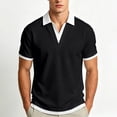 thumbnail image 2 of IhhxPro Men's V-Neck Collared Shirt Stretchable Contrast Stripe Tee Casual Golf Workout Athletic Slim Fit Breathable Short Sleeve M-3XL, 2 of 9