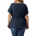 thumbnail image 3 of Agnes Orinda Plus Size Tops for Women Asymmetrical Hem Round Neck Short Sleeve Twist Knot T Shirt Top 1X Navy Blue, 3 of 6