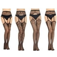 thumbnail image 1 of Coofit Bas pour Femmes Design Ouvert Collants Transparents Bas Résille, 1 of 6