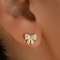 thumbnail image 2 of 14K Gold Plated Bow Earrings for Women Trendy Sparkly Rhinestone Stud Earrings Daily Party Jewelry Gifts, 2 of 4