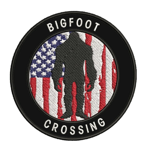 Bigfoot Crossing 3.5" Iron On Or Sew On Embroidered Fabric Badge Patch Unexplained Mysteries Iconic Series