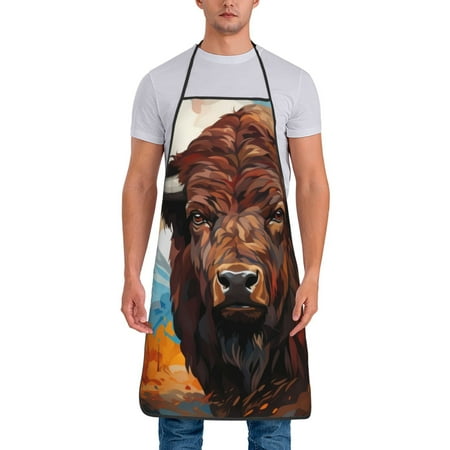 

Matuu Oil Painting Style Iceberg Yak for Cooking Apron for Men and Women Adjustable Strap and Waist Ties for Baking Cooking Gardening